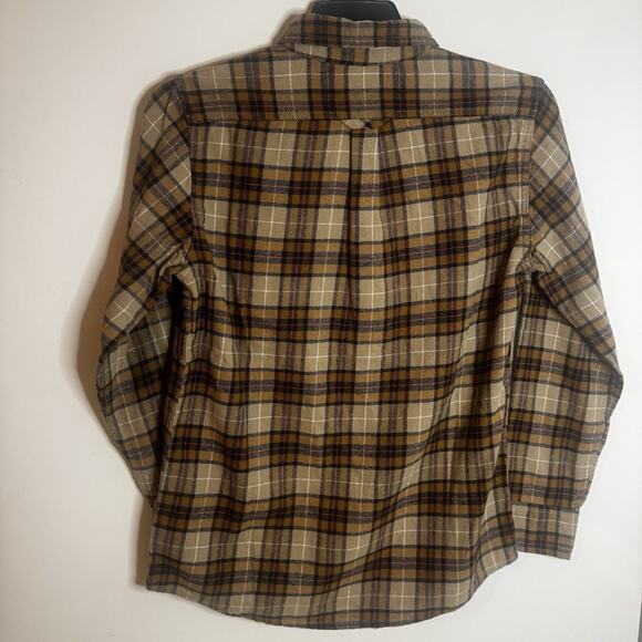 New Eddie Bauer Men's Small Bristol Flannel Cotton Khaki Plaid Shirt Fall NWT - Picture 5 of 14